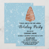 Invitation Arbre de Noël Société Fête Bleu neige (Devant / Derrière)