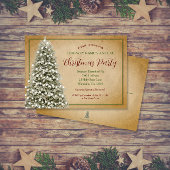 Invitation Arbre de Noël sur Parchemin Elégante fête