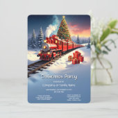 Invitation Arbre de Noël Train Rouge Fête de Noël (Debout devant)