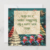 Invitation Arbre de Noël vert 3d| Danser drôle Vangogh (Dos)