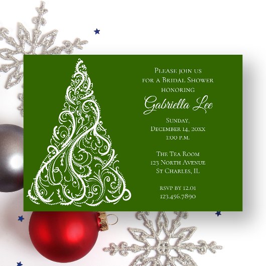 Invitation Arbre de Noël vert Fête des mariées d'hiver