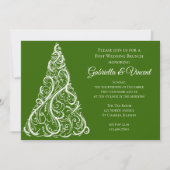 Invitation Arbre de Noël vert Hiver Après-mariage Brunch (Devant)