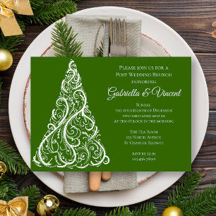 Invitation Arbre de Noël vert Mariage de poste d'hiver Brunch
