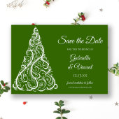 Invitation Arbre de Noël vert Mariage d'hiver Sauvez la date