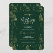 Invitation Arbre de Noël vert minimal (Devant / Derrière)