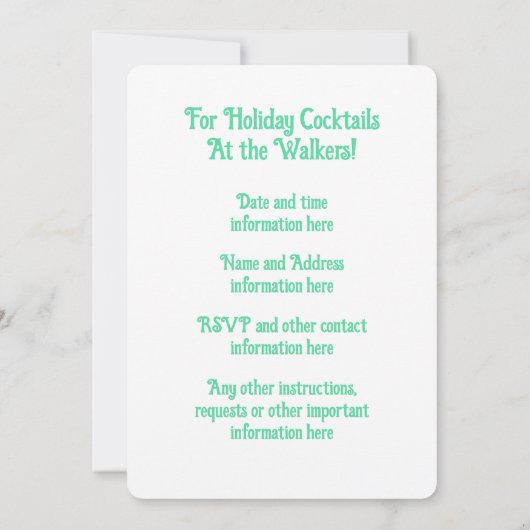 Invitation Arbre de Noël vert rose doux personnalisé (Dos)