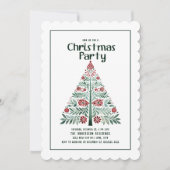 Invitation Arbre de Noël vert rouge festonné pour la fête de (Devant)