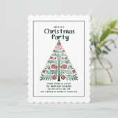Invitation Arbre de Noël vert rouge festonné pour la fête de (Debout devant)