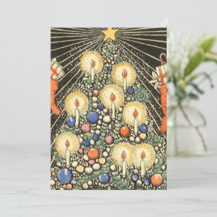 Invitation Arbre de Noël Vintage avec Chandelles