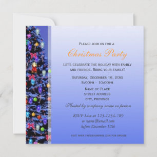 Invitation Arbre de Noël vintage fête de nuit enneigée