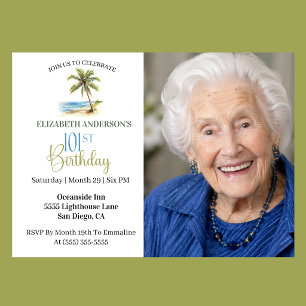 Invitation Arbre de palmier de plage 101e anniversaire Photo