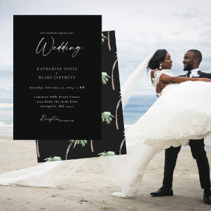 Invitation Arbre de palmier tropical mariage noir