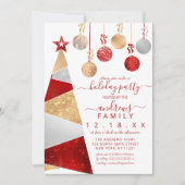 Invitation Arbre de Parties scintillant en argent rouge Vacan (Devant)