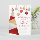 Invitation Arbre de Parties scintillant en argent rouge Vacan (Debout devant)