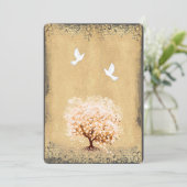 Invitation Arbre de Pêcher Teinte Rustique Oiseau de l'Amour  (Debout devant)