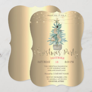 Invitation Arbre de pin à l'aquarelle, Fête de Noël en entrep