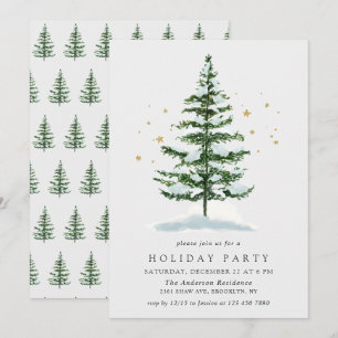 Invitation Arbre de pin à l'aquarelle Noël Fêtes