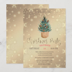 Invitation Arbre de pin aquarelle,Invitation de fête de Noël