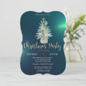 Invitation Arbre de pin aquarelle, Noël vert (Debout devant)