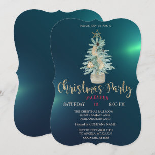 Invitation Arbre de pin aquarelle, Noël vert
