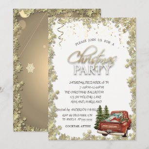 Invitation Arbre de pin de Camion Rouge, Fête de Noël des éto