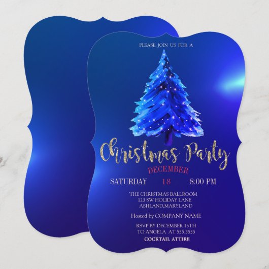 Invitation Arbre de pin de Noël, Fête de la Compagnie de Noël (Devant / Derrière)