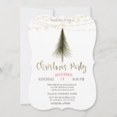 Invitation Arbre de pin de Noël, Lumières Gold Noël (Devant)