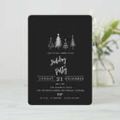 Invitation Arbre de pin de Noël simple | Black Holiday Party (Debout devant)