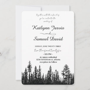 Invitation Arbre de pin minimaliste aquarelle montagne