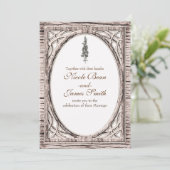 Invitation Arbre de pin rustique et mariage d'hiver en bois b (Debout devant)