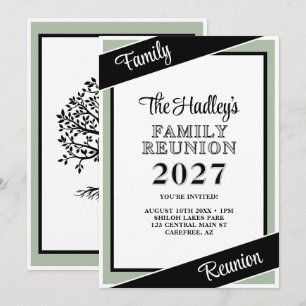 Invitation Arbre de réunion de famille vert sauge