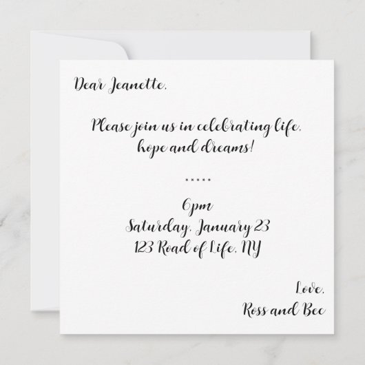 Invitation Arbre de vie (Dos)