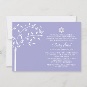 Invitation Arbre de vie Baby Girl Naming Day Invitation, viol