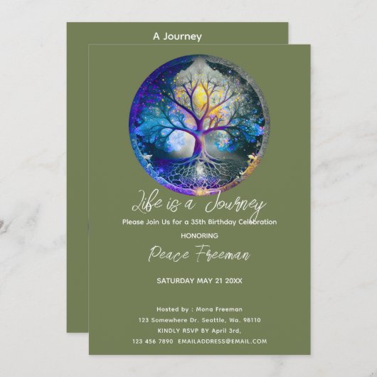 Invitation Arbre de vie | Céleste (Devant / Derrière)