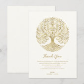 Invitation Arbre de vie Cream & Gold Merci celtique (Devant / Derrière)