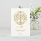 Invitation Arbre de vie Cream & Gold Merci celtique (Debout devant)