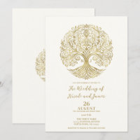Arbre de Vie Crème et Or Mariage Celtique