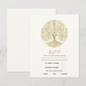 Invitation Arbre de Vie Crème Or Mariage Celtique RSVP (Devant / Derrière)