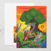 Invitation Arbre de vie Danse aquarelle Joy Love Art (Devant / Derrière)