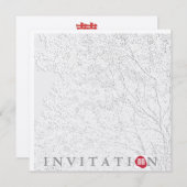 Invitation Arbre de Vie / Double Bonheur Oriental Mariage (Devant / Derrière)