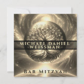 Invitation Arbre de vie Gold et Black Bar Mitzvah (Devant)