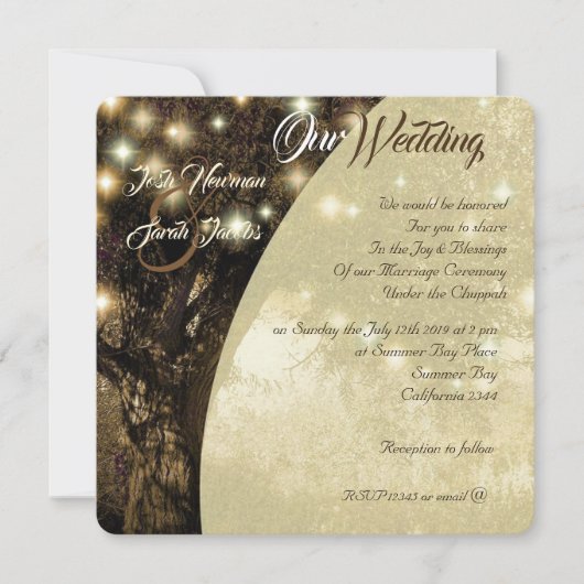 Invitation Arbre de vie Juif lumière de nuit mariage (Devant)