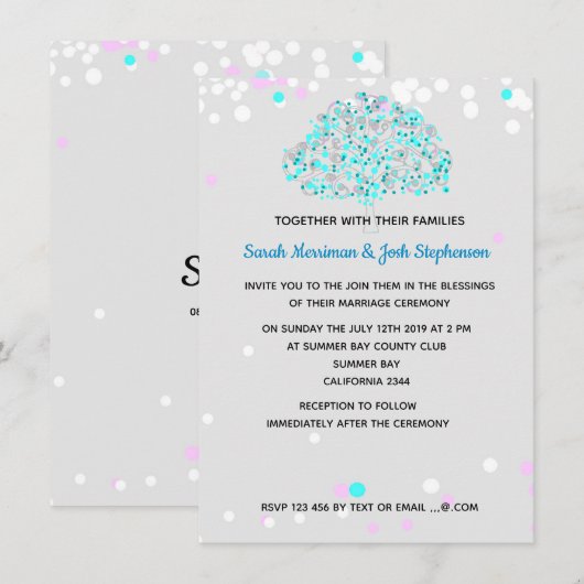 Invitation Arbre de vie mariage juif (Devant / Derrière)