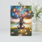 Invitation Arbre de vie & méditation lumières brillantes colo (Debout devant)