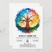 Invitation Arbre de vie moderne imprimable Anniversaire (Devant / Derrière)