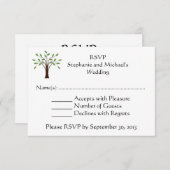 Invitation Arbre de Vie Réponse RSVP pour Mariage Campagnard  (Devant / Derrière)