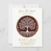 Invitation Arbre de vie Rouge foncé rustique Celtique Sauvez (Devant)