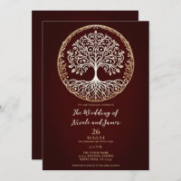 Arbre de vie Rustique rouge foncé Mariage celtique