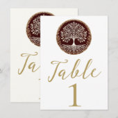 Invitation Arbre de Vie Rustique Rouge Foncé Table de Mariage (Devant / Derrière)