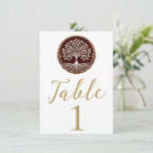 Invitation Arbre de Vie Rustique Rouge Foncé Table de Mariage (Debout devant)